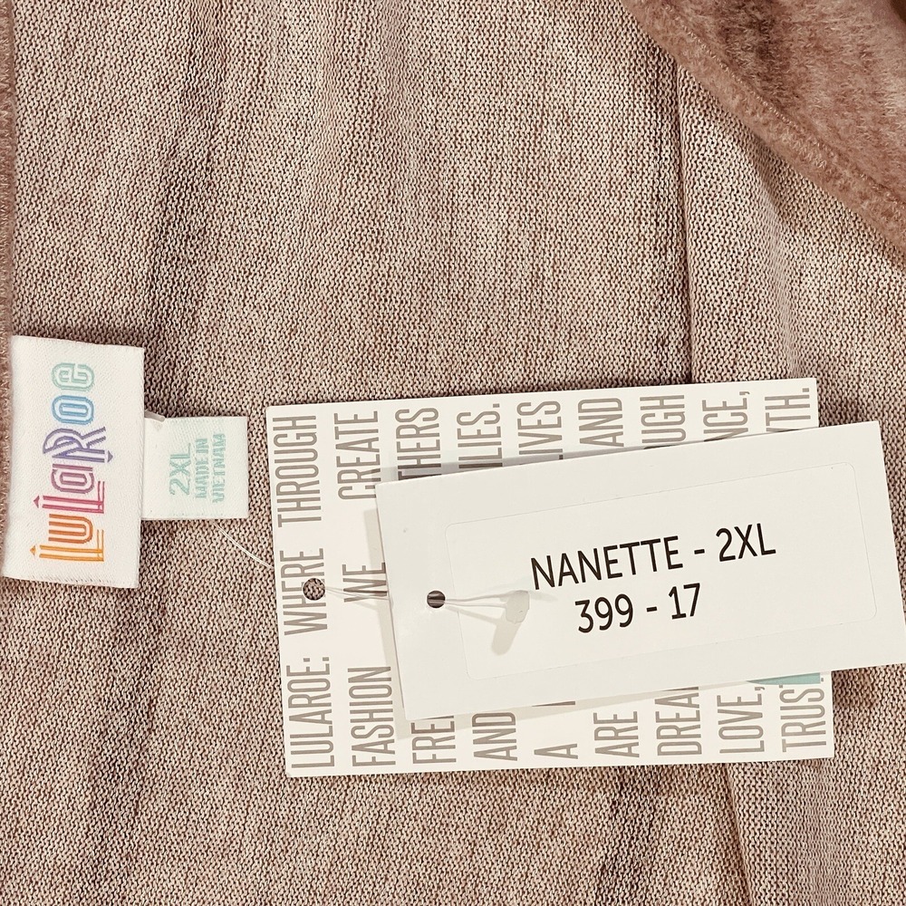 LULAROE‎ Nanette Cascading Cardigan Sweater Women 2XL Pink Stripe Fleece NEW - Picture 10 of 16